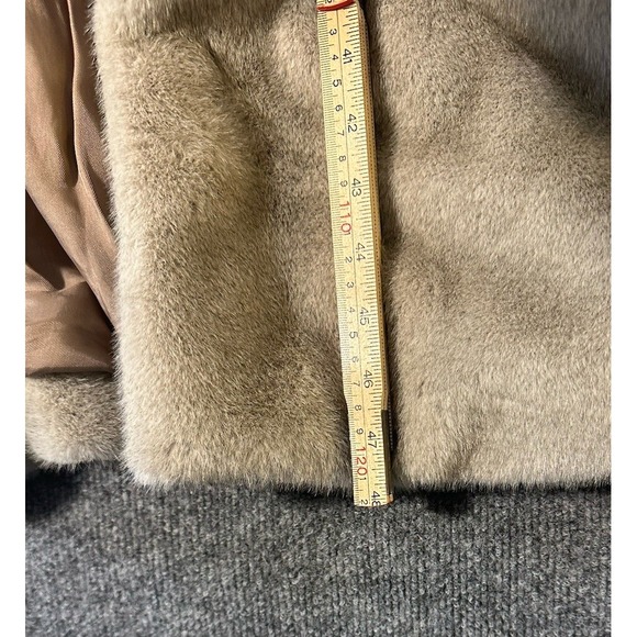 BANANA REPUBLIC LONG WOMEN FAUX FUR COAT TAN SUPER SOFT SIZE XL OVERSIZED RETIRE - Picture 7 of 7